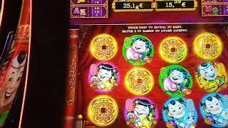 Major Jackpot at 5 Treasure Slot Machine in Casino Barrière, Blotzheim, France.