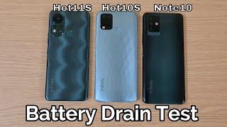 Infinix Hot 11S vs Hot 10S vs Infinix Note 10 Battery Drain Test