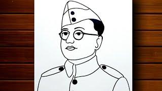 Netaji Subash Chandra Bose Drawing || How to Draw Netaji Step By Step || CreativityStudio