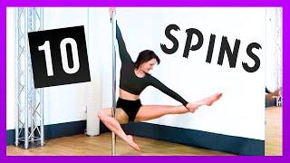 10 Fun Pole Dance Spins (BEGINNER & INTERMEDIATE POLE MOVES)