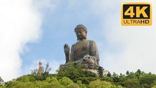 Tian Tan Buddha Monument in Hong Kong 4K Drone Video