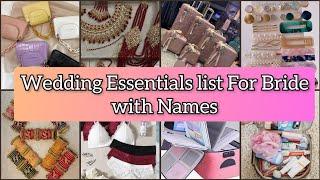 Wedding Essentials List For Bride With Names/Bridal must have/important wedding essentials thing