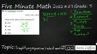 5th Grade STAAR Practice Simplifying Expressions and Order of Operations (5.4F - #12)