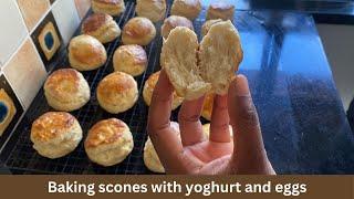 Baking scones with yoghurt and eggs : Fluffy scones with self raising flour