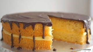 Бостонский кремовый торт/пирог/Boston cream pie - бисквитный торт с заварным кремом