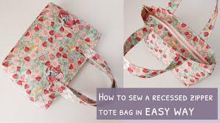 How to sew a zipper tote bag in easy way | diy small tote bag | mini tote bag tutorial