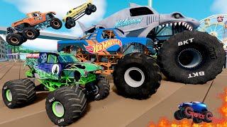 Monster Jam INSANE Big vs Small Monster Truck Races and High Speed Jumps | BeamNG Drive