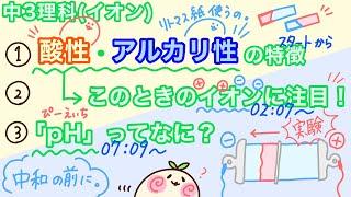 【中3理科c6】酸性アルカリ性の特徴！イオンを探す実験！pHも。【つめこみました】