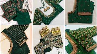 green maggam work blouse designs || Bridal green blouse @sathyaboutique