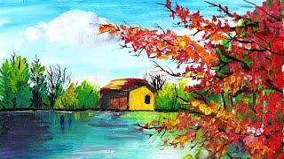 Lake House ACRYLIC Painting on Paper