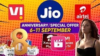 Jio, Airtel, Vi Special Offer 6-11 September: 10 GB FREE, OTT Subscription, Coupons, Anniversary