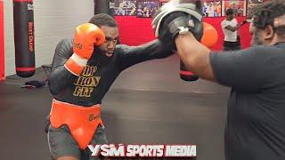 Jaron Ennis shows off Surgeon-like precision while doing Pads with Coach Reg