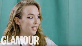 Jodie Comer sings Ariana Grande & relives her hungover shifts at Tesco | GLAMOUR UK