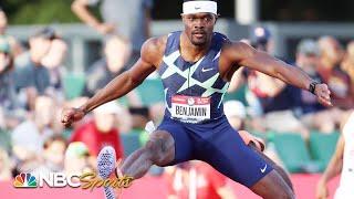 Rai Benjamin stumbles, recovers, advances in Olympic trials 400m hurdles heat | NBC Sports