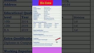 Mastering Bio Data in Minutes | Quick and Easy Format Tips #shorts #viral #cv