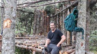 I'm Building The Ultimate Bushcraft Shelter Alone in the Remote Wilderness!