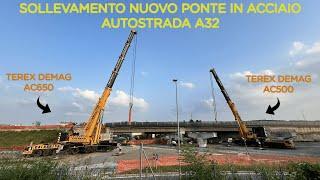 SOLLEVAMENTO NUOVO VIADOTTO A32 TORINO-BARDONECCHIA #heavycrane #crane #autogru