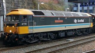 LSL Class 47 47712 'Lady Diana Spencer' on ScotRail Push-Pull Depart Queen Street with Tones 25/2/23