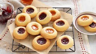 Homemade Jam Drop Biscuits with Raspberry and Apricot Jam