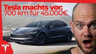 NEUER Tesla: 702 km Reichweite für 45.000€! Model 3 Maximale Reichweite mit Hinterradantrieb