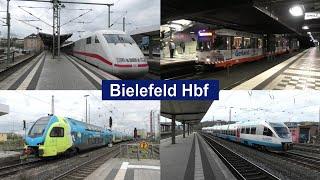 Rail traffic in Bielefeld Hbf with ICEs, light rail, ex-BOB Talent, Desiro HC, KISS and much more