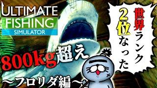 【世界の怪魚釣り】らっこ侍、フロリダで800kgの巨大サメ釣って世界ランク2位【Ultimate Fishing Simulator】