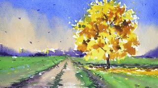 Watercolor painting landscape tutorials watercolour for beginners