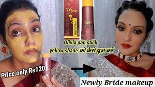 Newly bride makeup with Olivia pan stick # how to use yellow Olivia pan stick #affordable makeup.