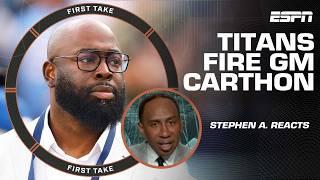 Stephen A. & Shannon Sharpe’s INSTANT reaction to the Titans firing GM Ran Carthon | First Take