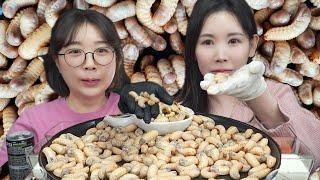 톡톡터짐 주의보🫣귀한손님과 함께 굼벵이먹방 Mukbang eating show