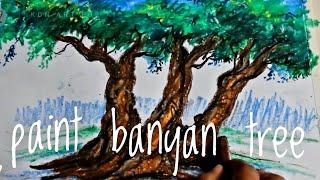 How to paint a Banyan Tree | linkon art space | Pastel art for kids