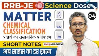 RRB-JE Science, Chemical Classification of Matter, Science Dose by Raman sir, Lec-4