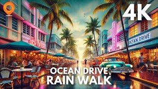 Ocean Drive Rainy Walk 4K | Explore Miami Beach’s Iconic Art Deco District