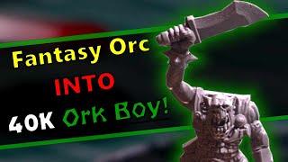 Warhammer Fantasy Orc Conversion to 40k Ork boy! GamesWorkshop Conversion, Bits, Kit Bash, Warhammer