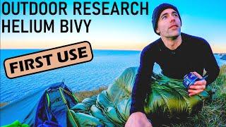 Wales wild bivvy camp | Outdoor Research Helium Bivy first use | Bivi review | Gower coast