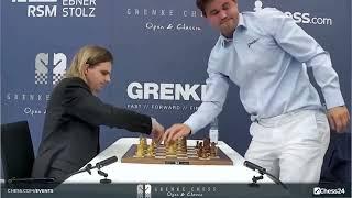 BLUNDER!! Richard Rapport vs Magnus Carlsen || GRENKE Chess Classic 2024 - R1