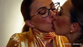 This lesbian kiss between two golden women