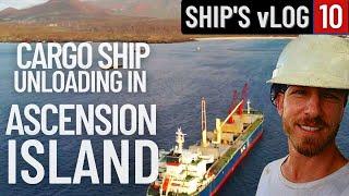 UNLOADING STONE AT ASCENSION ISLAND | TUG AND BARGE OPERATION | SHIP'S vLOG 10