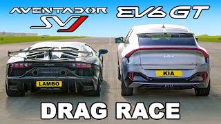 Lamborghini Aventador SVJ v 585hp Kia EV6 GT: DRAG RACE