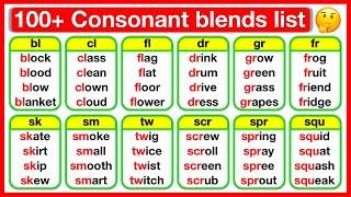 100+ Consonant Blends In English  | Phonics Lesson with practice sentences | Learn with examples