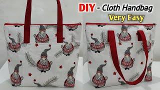 DIY TOTE BAG SEWING TUTORIAL - VERY EASY | Ladies handbag making at home | Shopping bag | diy bags