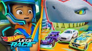 Giant Shark Attacks the Ultra Car Wash!  | Hot Wheels Let's Race