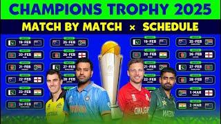 Champions Trophy 2025 Schedule & Fixture | CT 2025 All Matches List | Champions Trophy Schedule