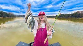 She DESTROYED The JUMBO Yellow Bass!  TASTY Catch & Cook!!!