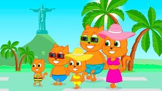 Cats Family in English - Family trip Cartoon for Kids