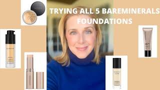 TRYING ALL 5 BAREMINERALS FOUNDATIONS!!!