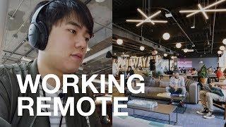 Working remotely at a free coworking space