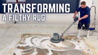 Transforming a FILTHY Rug: Satisfying Deep Clean Restoration | Satisfying ASMR Cleaning #rugcleaning