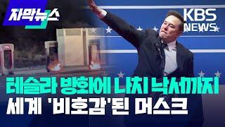 [자막뉴스] 테슬라 방화에 나치 낙서까지...세계 '비호감'된 머스크 / KBS 2025.03.07.