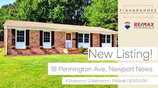 New Listing! 18 Pennington Ave, Newport News VA | 4 Bed 2 Bath | Eric Thompson (757) 685-3172